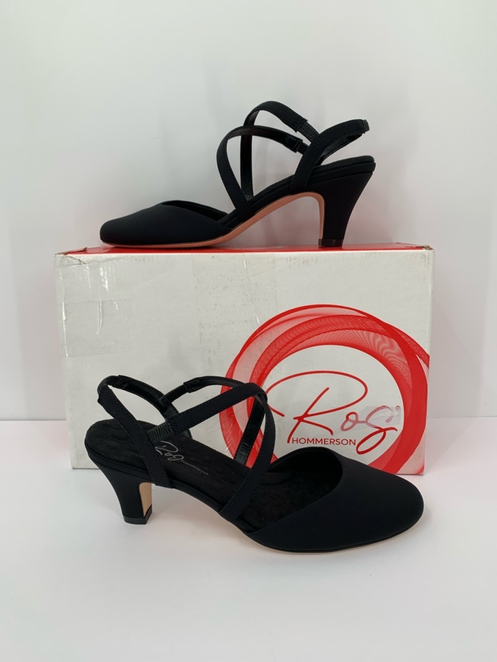 Ros Hommerson Caliente strappy pumps shoe heel criss cross fabric new 9 WIDE 9W